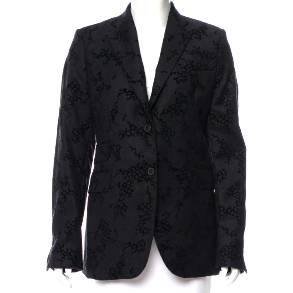 NWT- $450 Patterned CNC COSTUME NATIONAL Black Wool Blazer Size: M | US8, IT44